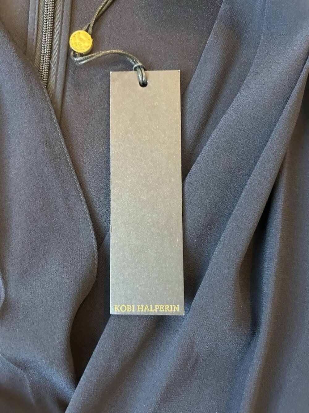 Kobi Halperin Charlee Dress M Navy Blue Long Sleeve Belted NWT $398 Pockets Zip - Picture 6 of 16